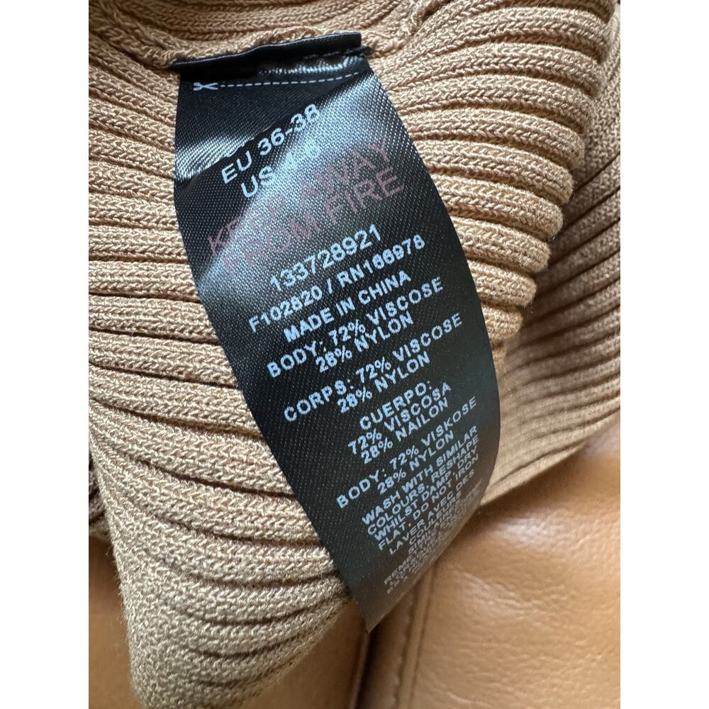 NWT TopShop Brown Ribbed Side Slit Knit Pull On Stretchy Pencil Skirt Size 4-6 - Picture 6 of 6